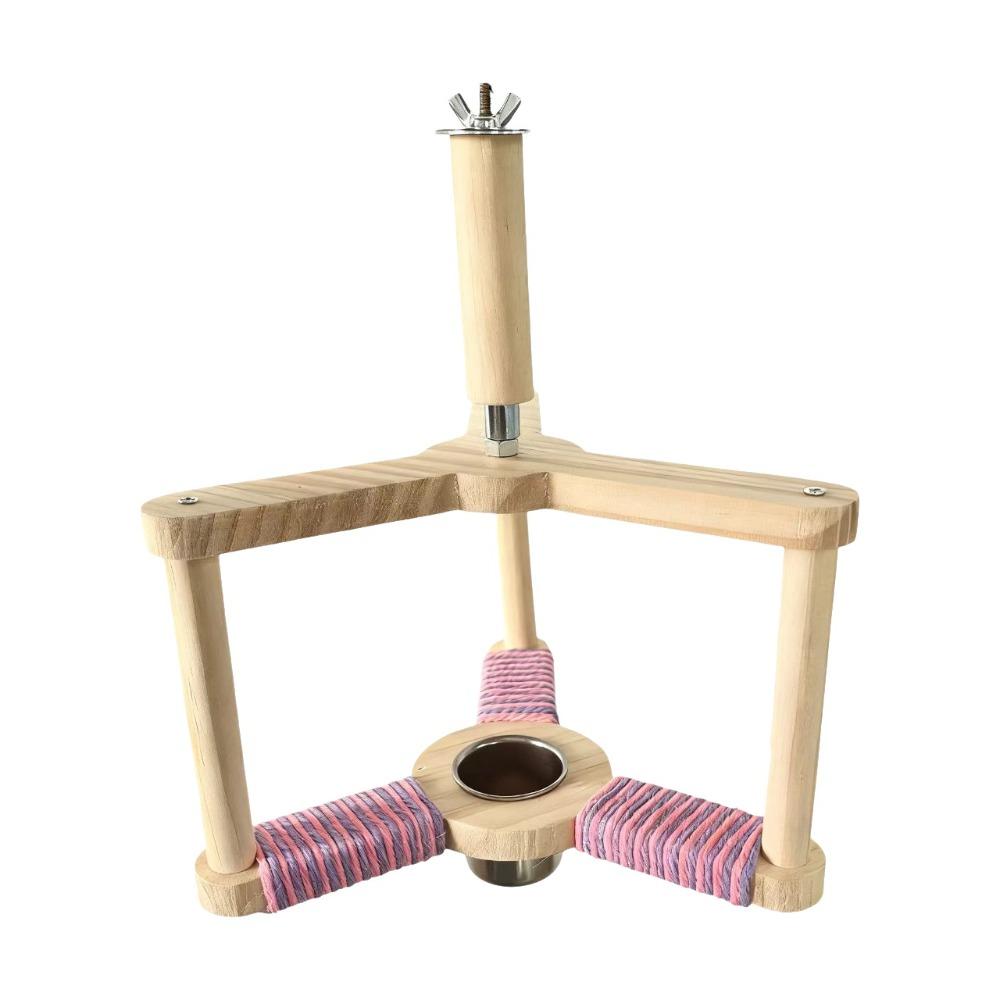 Wood Rotating Bird Perch Toy DIY Windmill Swing Parrot Toy Bird Training Stand  Bird Play