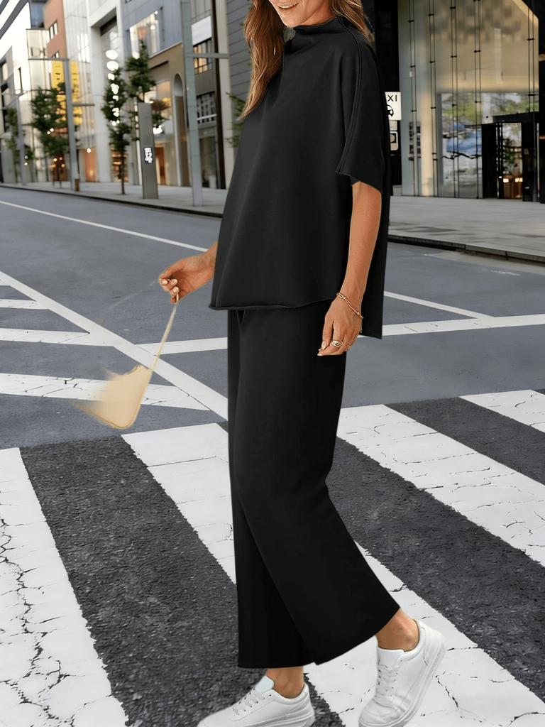 Completo Lounge Oversize da Donna con Pullover a Manica Pipistrello e Pantaloni a Gamba Larga