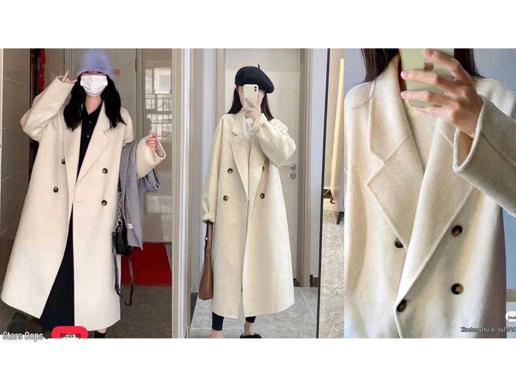 Renewed Cashmere: Aionia Korean Commuter Double-Faced Wool Coat - Women's Mid-Length Winter Wear