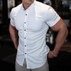 Men's Muscle Fitness Anti-wrinkle Business Short-sleeve White Shirt