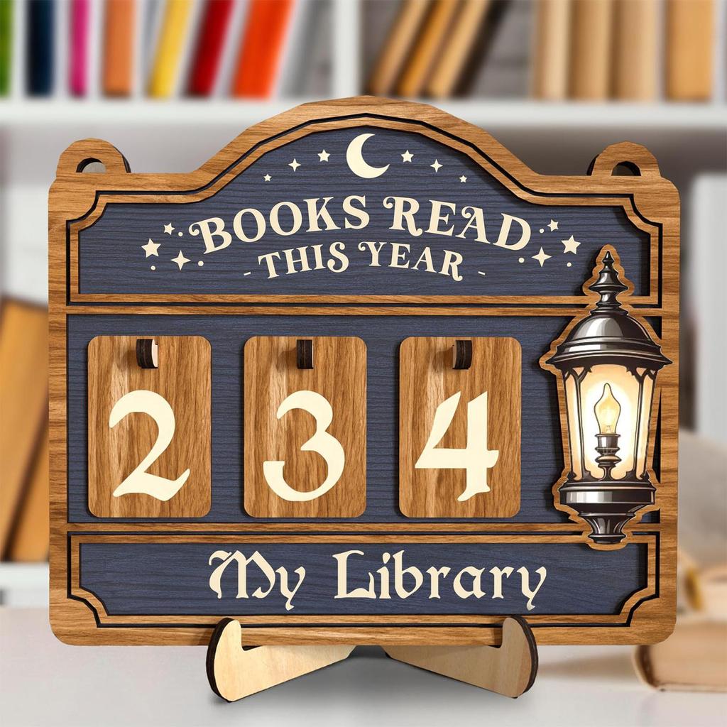 Wooden Material Books Counter Sign Hanging Decor Table Decor Wooden Reading Trackers Books Read Counter For Book Lovers