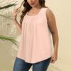 Women's Fashion Sexy Pleated Square Neck Color Sleeveless Vest Top