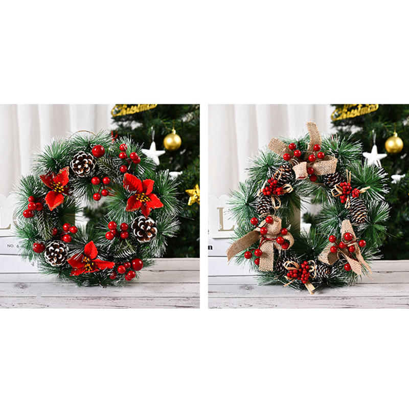 Christmas Wreaths for Front Door Flowers Pine Cones Fruits Leaves Garlands Xmas Tree Ornament Indoor Outdoor Party Window Door Decor