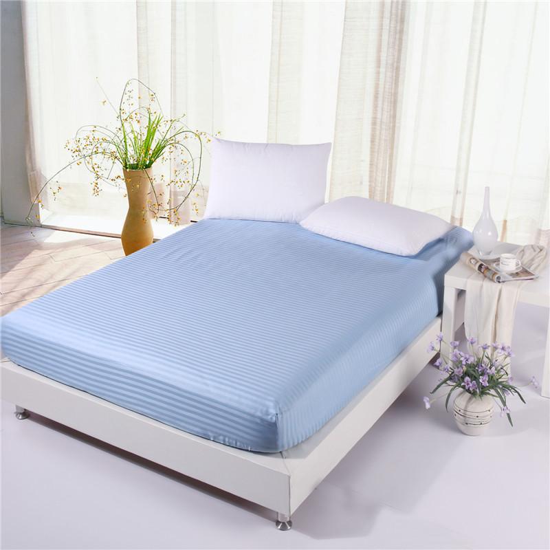 100% Cotton Premium Satin Stripe Fitted Sheet With Elastic Corners 160x200cm And 200x220cm Multiple Sizes
