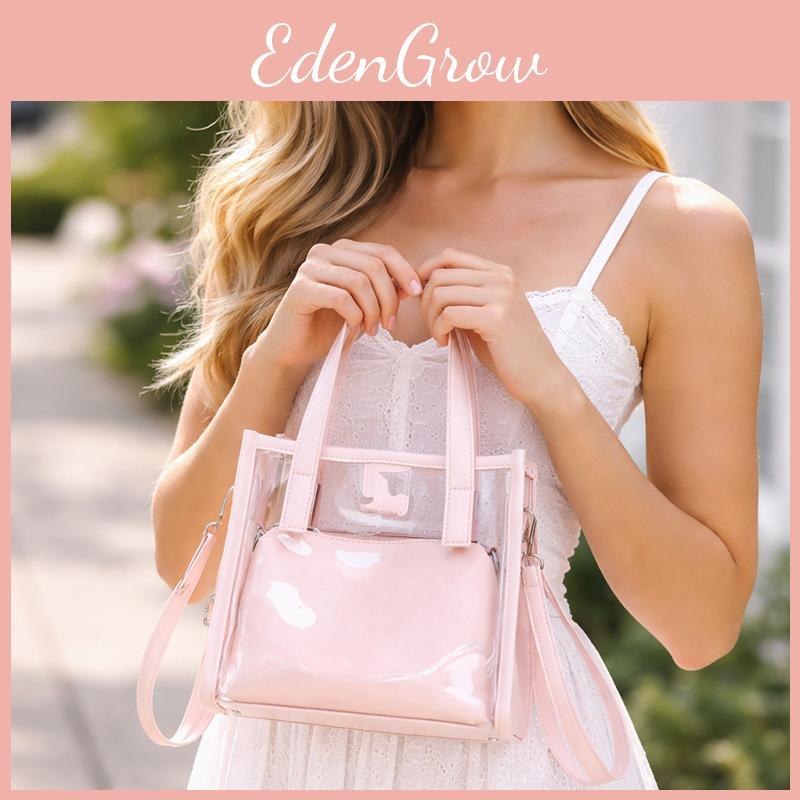 Clear Pvc Handheld Tote With Zipper Pocket For Fashion And Travel