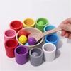 Wooden Balls In Cups Montessori Cognition Games Sorting Matching Toys  Preschool