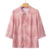 Yuzhaolin Women's New Chinese Style Stand Collar 3/4 Sleeve Shirt