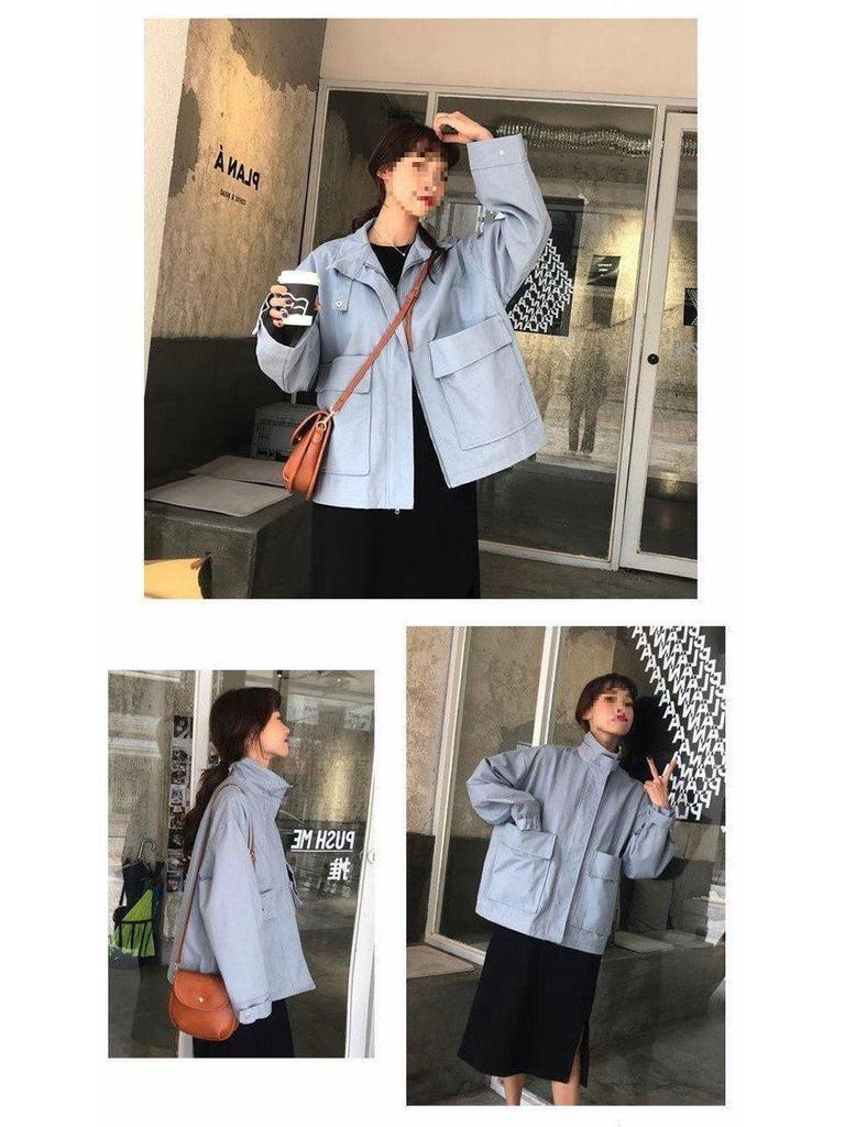 2025 Autumn/Winter Korean Style Loose Short Jacket for Female Students - Harajuku & Hong Kong Style Versatile Windbreaker.
