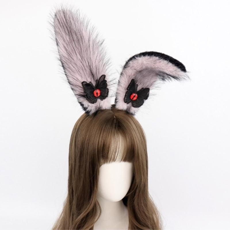 Rabbit Ears Hairhoop Plush Bunnies Ear Hairband Hairhoop Halloween Cosplay Accessories for Women Birthday