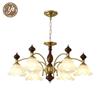 Mid-Century Cream Flower Chandelier with Solid Wood and French Retro Design