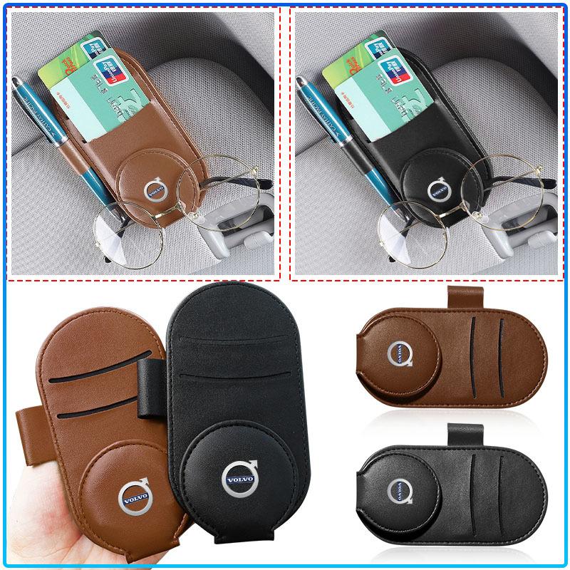 Leather Car Glasses Clip Sun Visor Multi-function Sunglasses Clip Car Styling For Volvo XC60 XC90 S60 S80 S40 V40 V60 V70 V50 XC70