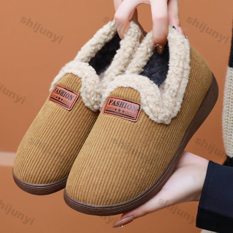 Women's Short Boots Winter Plush Thickened Warm Outdoor Non Slip Snow Boots Lightweight Comfortable Slip On Cotton Shoes
