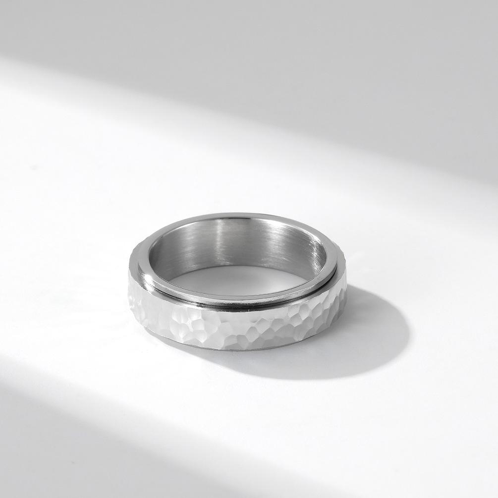 New Titanium Steel Rotating Ring Has Irregular Hand Hammered Patterns