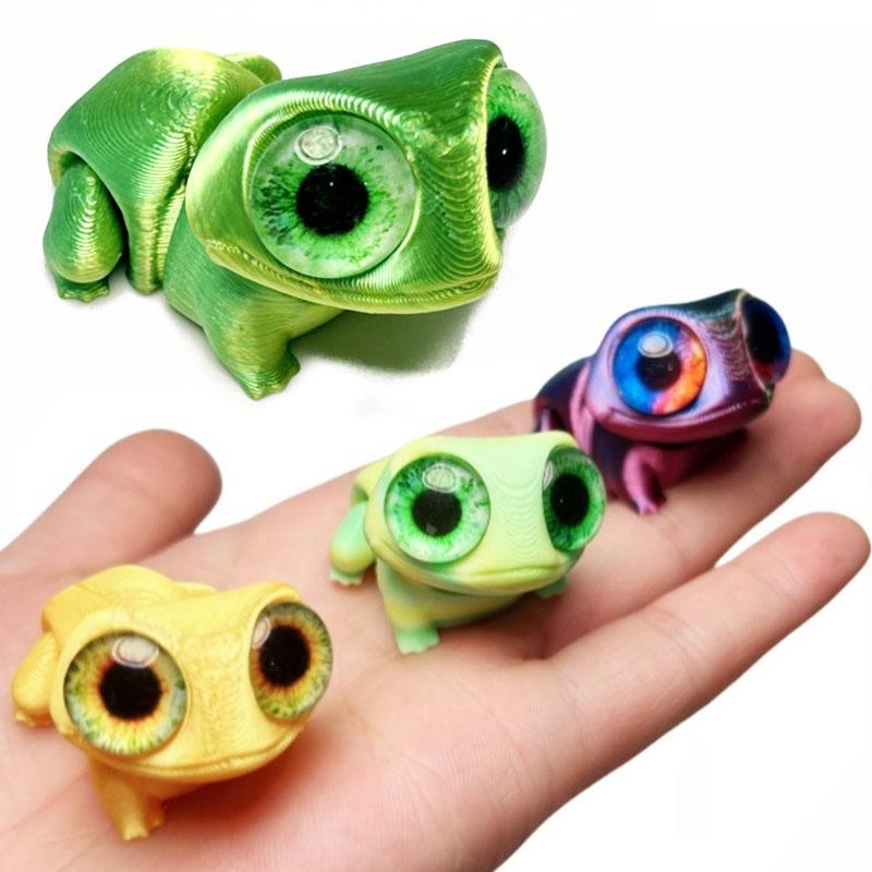 3D Baskılı Çok Eklemli Hareketli Sevimli Mini Kurbağa Büyük Gözlü Ofis Masası Oturma Odası Ev Dekorasyon Aksesuarları Çocuk Hediyesi