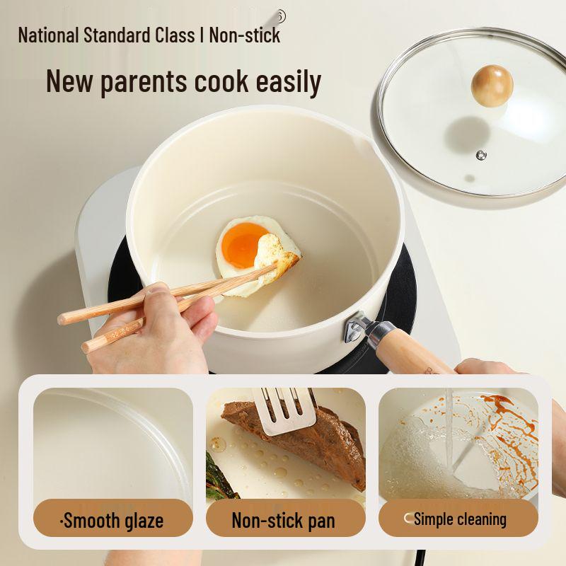 Non-Stick Ceramic Milk & Noodle Pan - Small Single-Serve Saucepan for Baby Food & More
