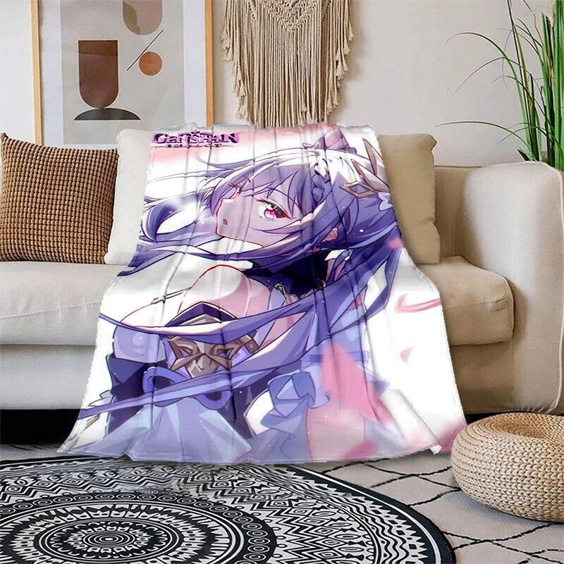 Genshin Impact Měkká plyšová rozkládací pohovka házecí kreslený moderní flanelový povlak na deku Gedruckt Bettdecke Geschenk piknikové deky