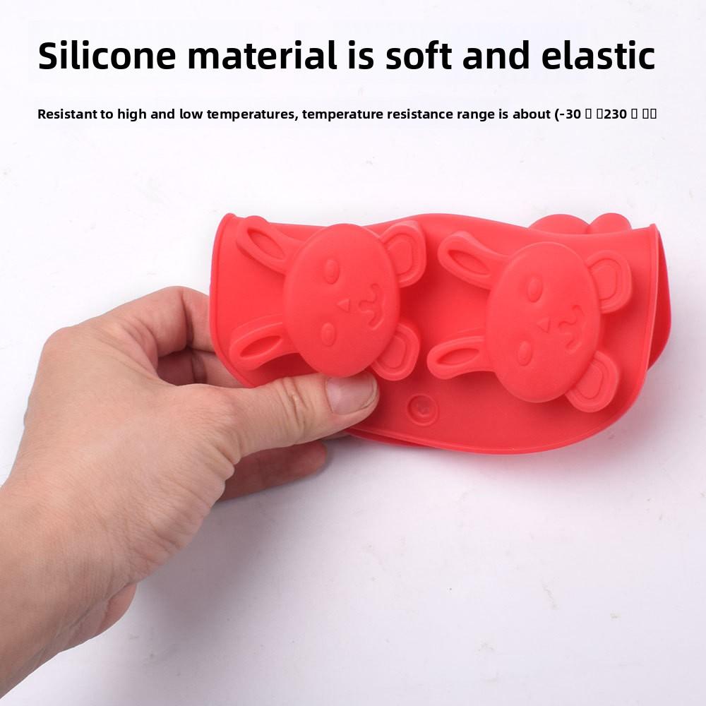 4 Rabbit Silicone Mold Biscuit Chocolate Mold DIY Cartoon Rabbit Pudding Ice Grid Baking Drip Mold