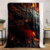 A fiery, phoenix-like bird with glowing feathers and intense, vivid eyes. for all seasons blanket lunch break throw gift