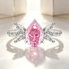 925 Sterling Silver Fashion Exquisite Pear Shaped Ice Flower Cut Zircon Ring Birthday Party Anniversary Gift