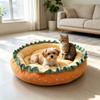 Round Hamburger Bun Dog Bed, Cozy Warm Pet Sleeping Mat, Four Season Dog Cushion, Cute Burger Nest, 35cm 50cm with 5 Accessories