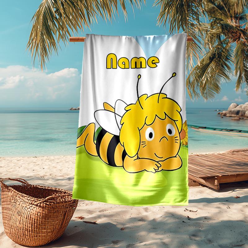Custom Name Ultra-Soft Beach Towel with Maya the Bee Theme,Ideal for Pool - Camping, Diving - Perfect Travel Essential, Vibrant Beach Towel.