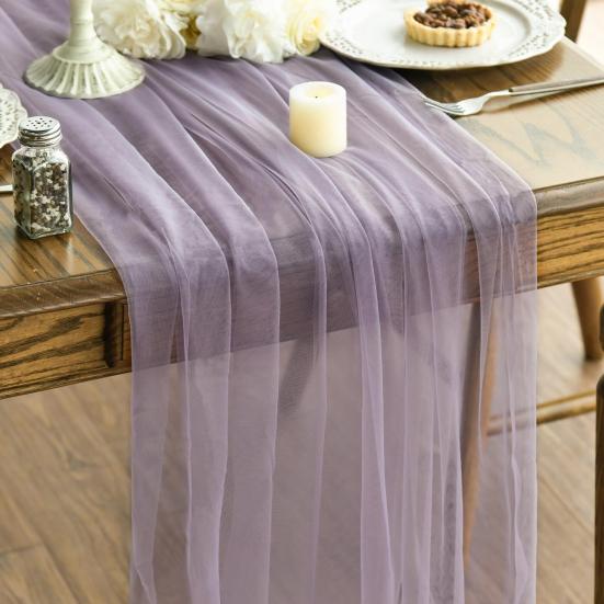 Tulle Table Runner Decorative Sheer Tablecloth Solid Color Table Runner Arch Aisle Veil for Bridal Shower Wedding Arch Dessert Table Decoration