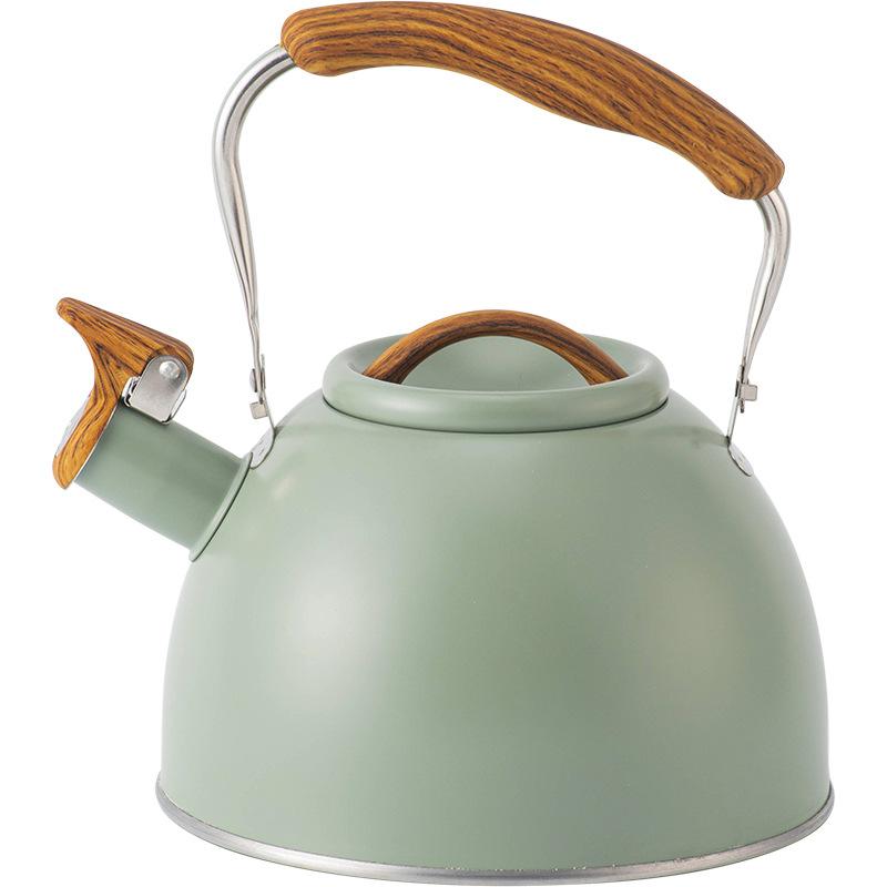 

304 Stainless Steel Whistling Kettle Gas Induction Cooker Household Kettle 3L Thickened Double Bottom Sounding Kettle зелений