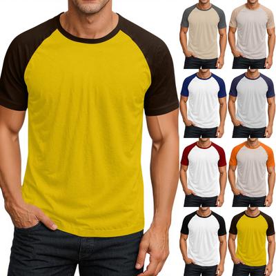 Men's Round Neck Contrast Color Raglan Short Sleeve Top T-shirt