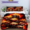 3pcs Anime Skulls Fire Print Comforter Set with 1 Quilt Cover & 2 Pillowcases (No Core) - Home Decor, Festival Gift, Polyester Fabric, Anime Cartoon D