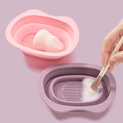Foldable Silicone Bowl Facial Mask Brush Makeup Brush Cleaning Bowl Beauty Egg Sponge Puff Washing Tool Brush Drying