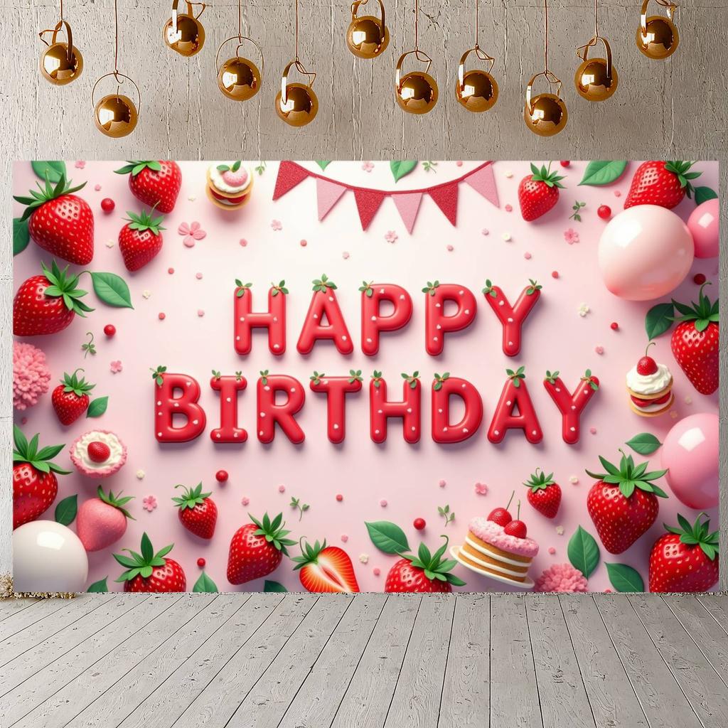 Sweet Party Banner Pink Balloons Birthday Party Banner Banner Berry Elements Birthday Backdrop For Indoor Party Decor Family
