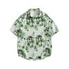 Men's Oversized Palm Tree Print Short Sleeve Shirt - Green Hawaiian Casual Button Down Top