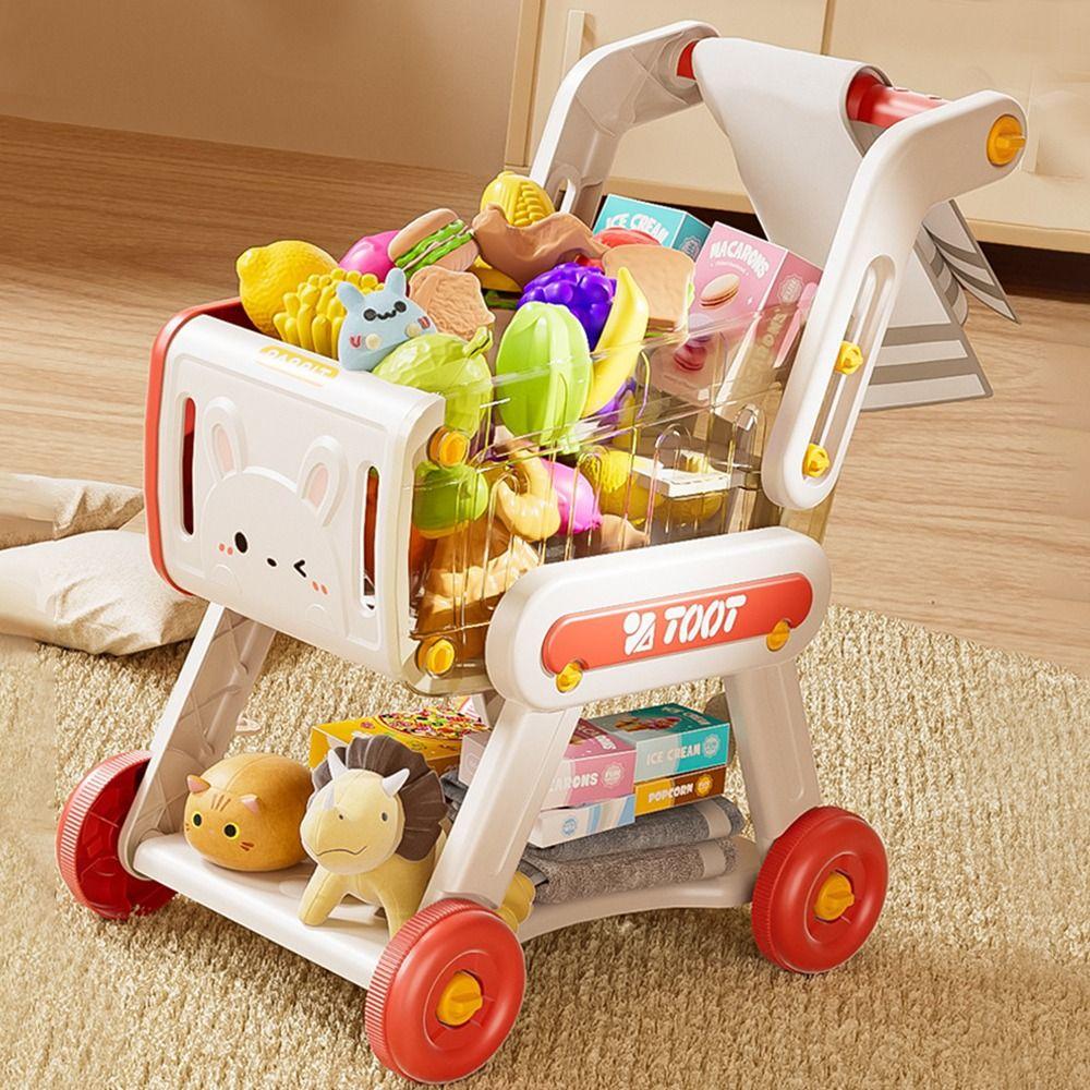 32Pcs/Set Multicolor Shopping Cart Toy Simulation Design Fruit Snacks Kitchen Toy Role Playing Playing House Role Playing Toy