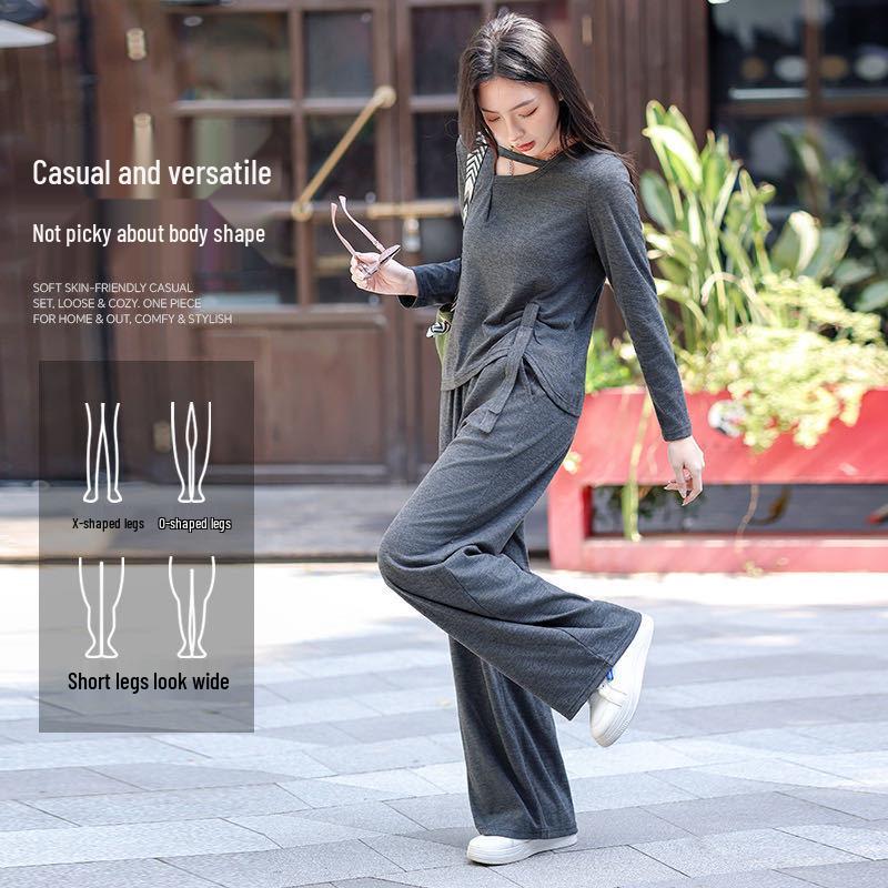 2026 Elegant Women's Suit Set: Long Sleeve & Pants, Loose, Fashionable, Comfortable, Casual, Simple, Breathable