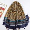 Spain Lovely Poppy Floral Tassel Viscose Shawl Scarf Lady High Quality Wrap Thin Headband Bufandas Muslim Hijab Sjaal 180*90Cm