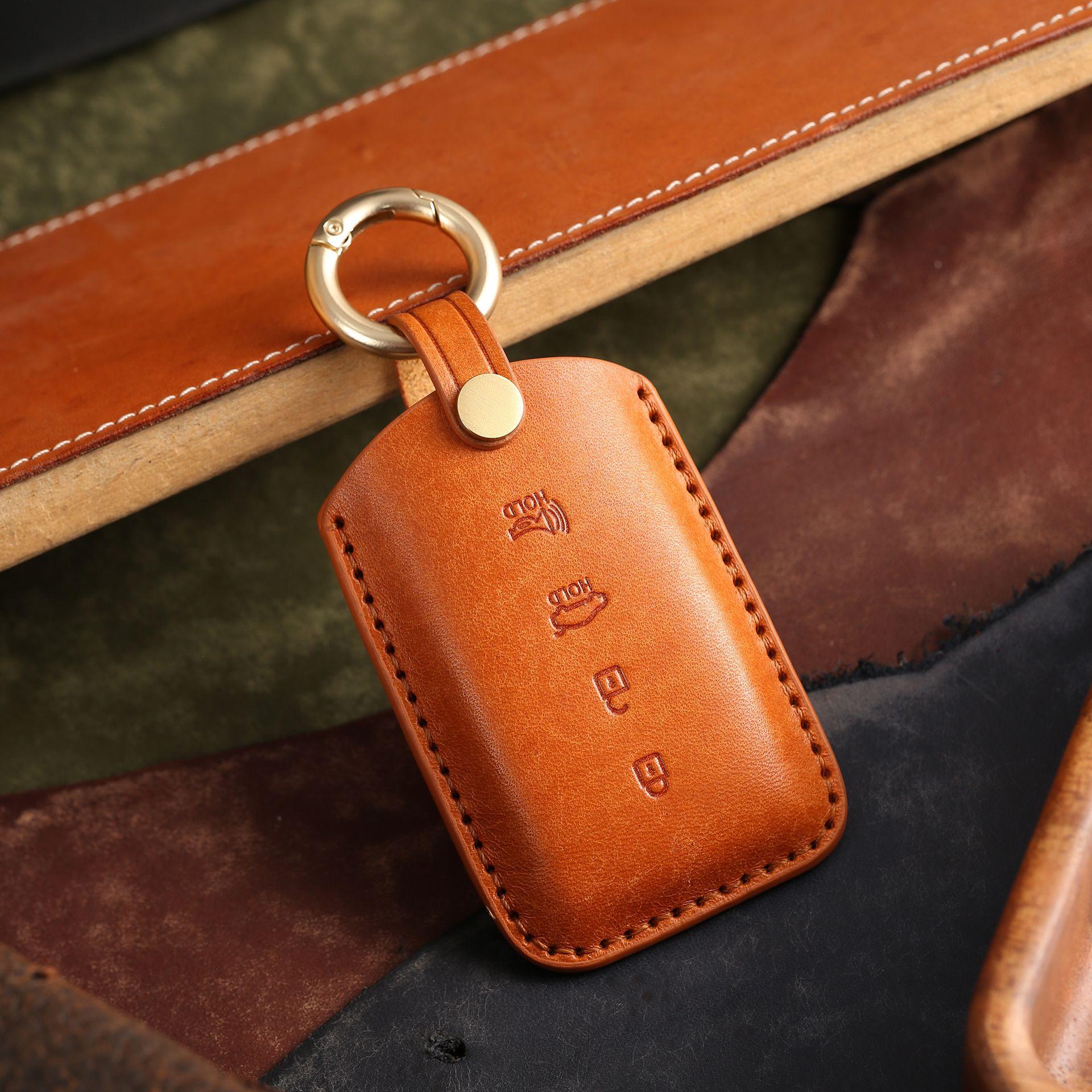 

Подходит для газонов старый Genesis высококлассный кожаный чехол для ключей автомобиля, чехол для ключей из коровьей кожи ручной работы оранжевый