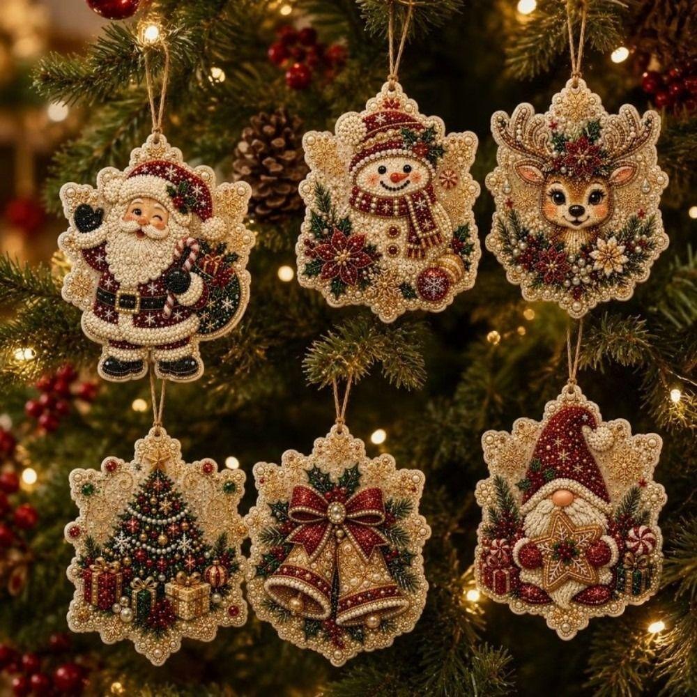 Handmade Christmas Ornaments 6 PCS DIY Crafts Kits New Xmas Tree Pendants  Home Decor