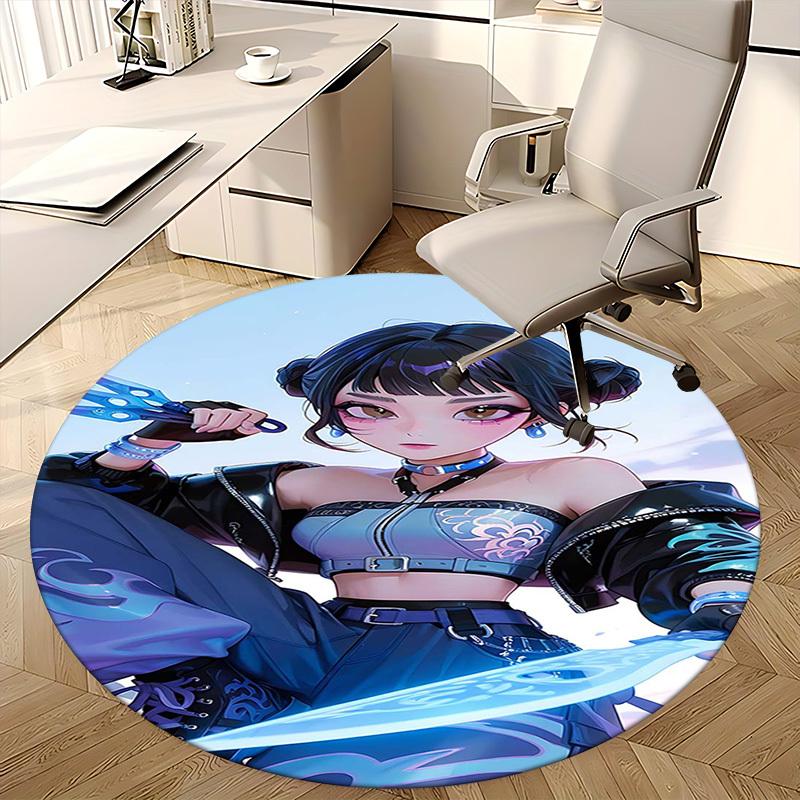 1 Stück Anime-Design Runder Teppich - Bürostuhlmatte