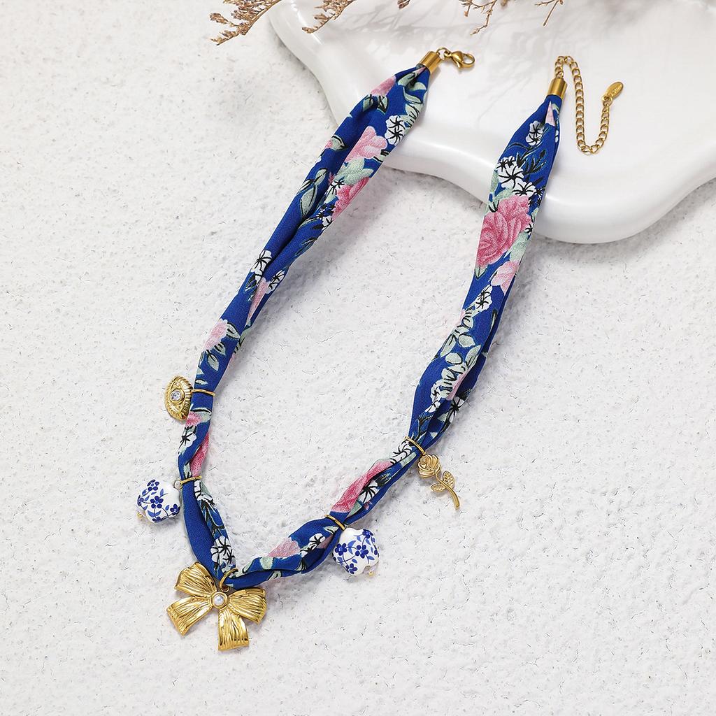 Women S Vintage Vacation Style Fabric Beaded Trendy Neck Scarf