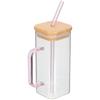 Clear Glass Cup with Handle Bamboo Lid Transparent Drinking Glass for Cold Hot Beverage Milk Water Juice Mug Beverage Juice Cup