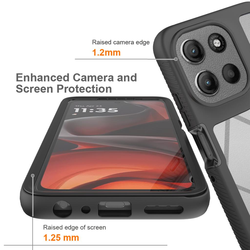 Průhledný obal pro Motorola Moto G86 5G PC + TPU Zadní kryt telefonu s PET fólií na displej