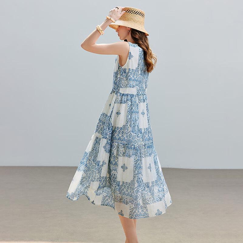 Chuyu Women's Embroidered Lyocell A-Line Sleeveless Maxi Dress