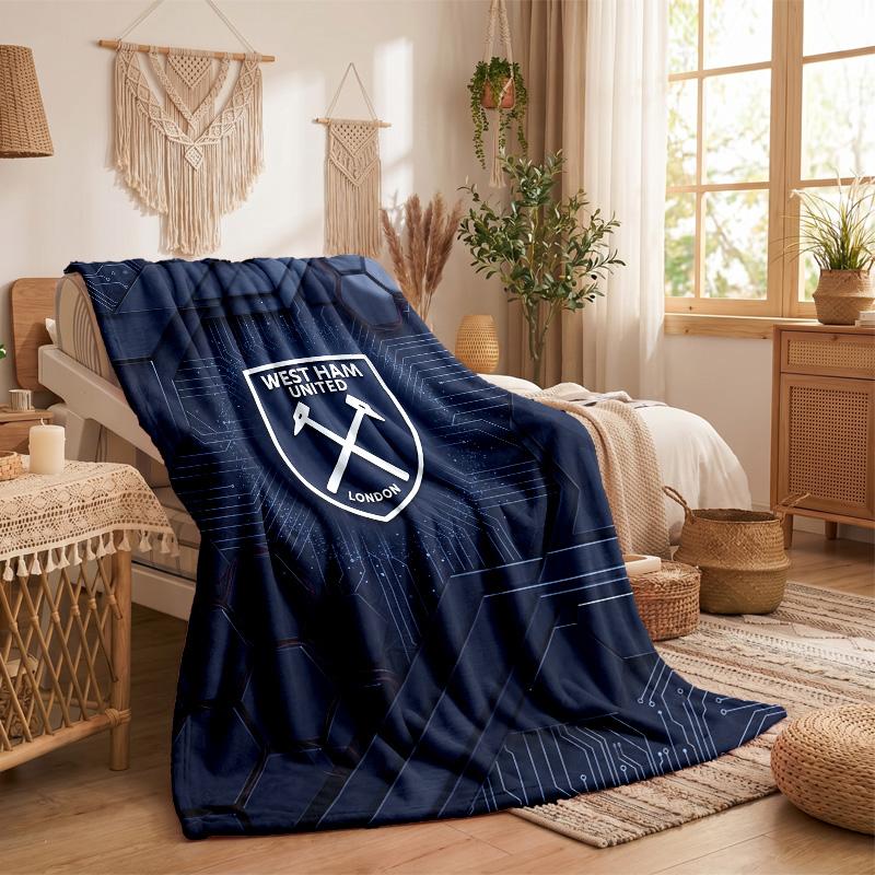 West Ham United Football Print Flannel Blanket Soft Warm Sofa Bed Throw Blanket For Home Office Bedroom