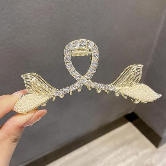 

Заколка для волос «рыбий хвост» со стразами и жемчугом