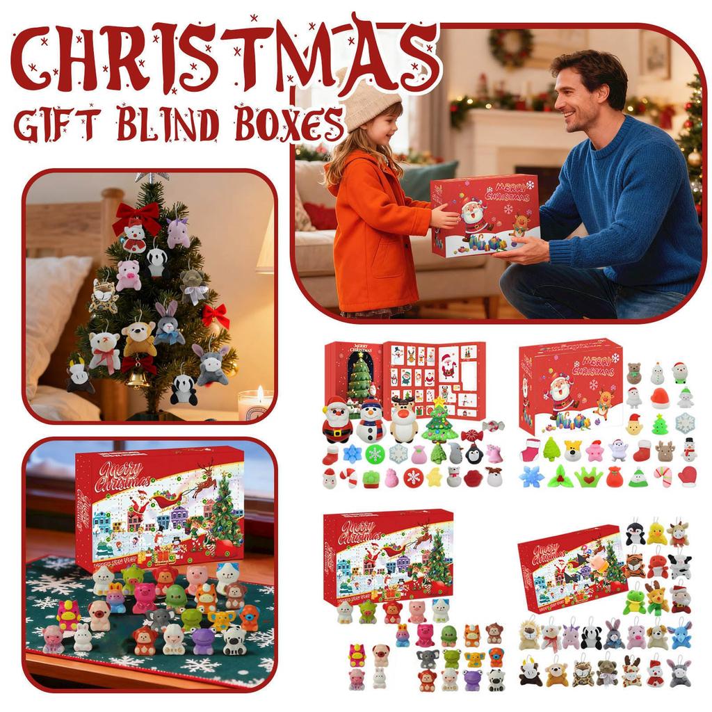 24-Piece Christmas 3D Countdown Plush Toy Sculpting Fun Calendar Toy Set (24 Toys)