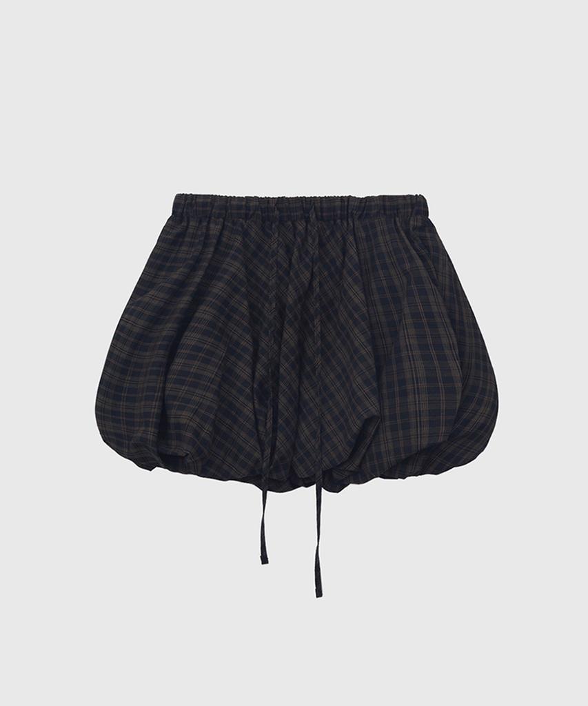 Kwinseulaebis Pumpkin Check Banding Balloon Mini Skirt