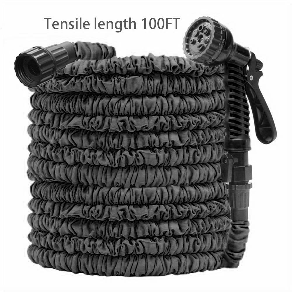 

Сверхпрочный 3/4 Телескопический садовый шланг - Шланг для мойки автомобиля высокого давления с пистолетом, Всесезонный резиновый шланг для газона/двора 100ft,30.48m