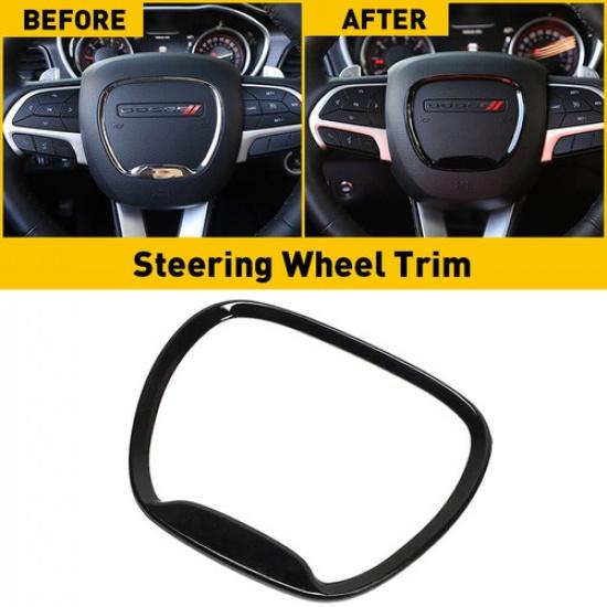 Black Steering Wheel Center Ring Trim For Charger Challenger 15+ & Durango 14+