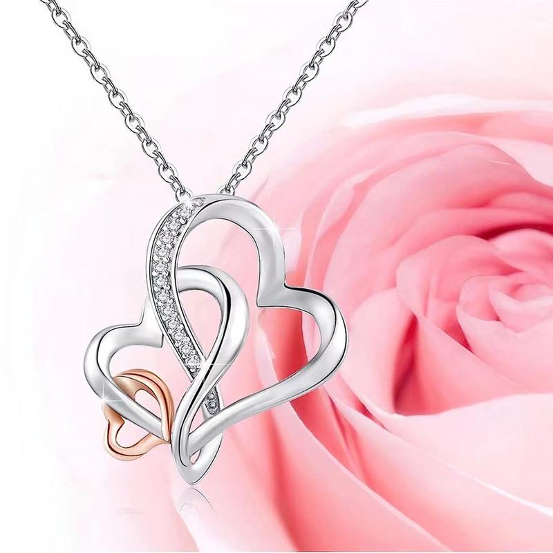 Heart Shaped Creative Necklace For Women With Sparkling Rhinestones Perfect For Valentine's Day Gift