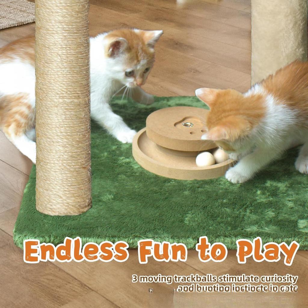 Wooden cat scratching column vertical small cat tree tower with hammock household pet cat climbing integrated frame to relieve boredom toys
